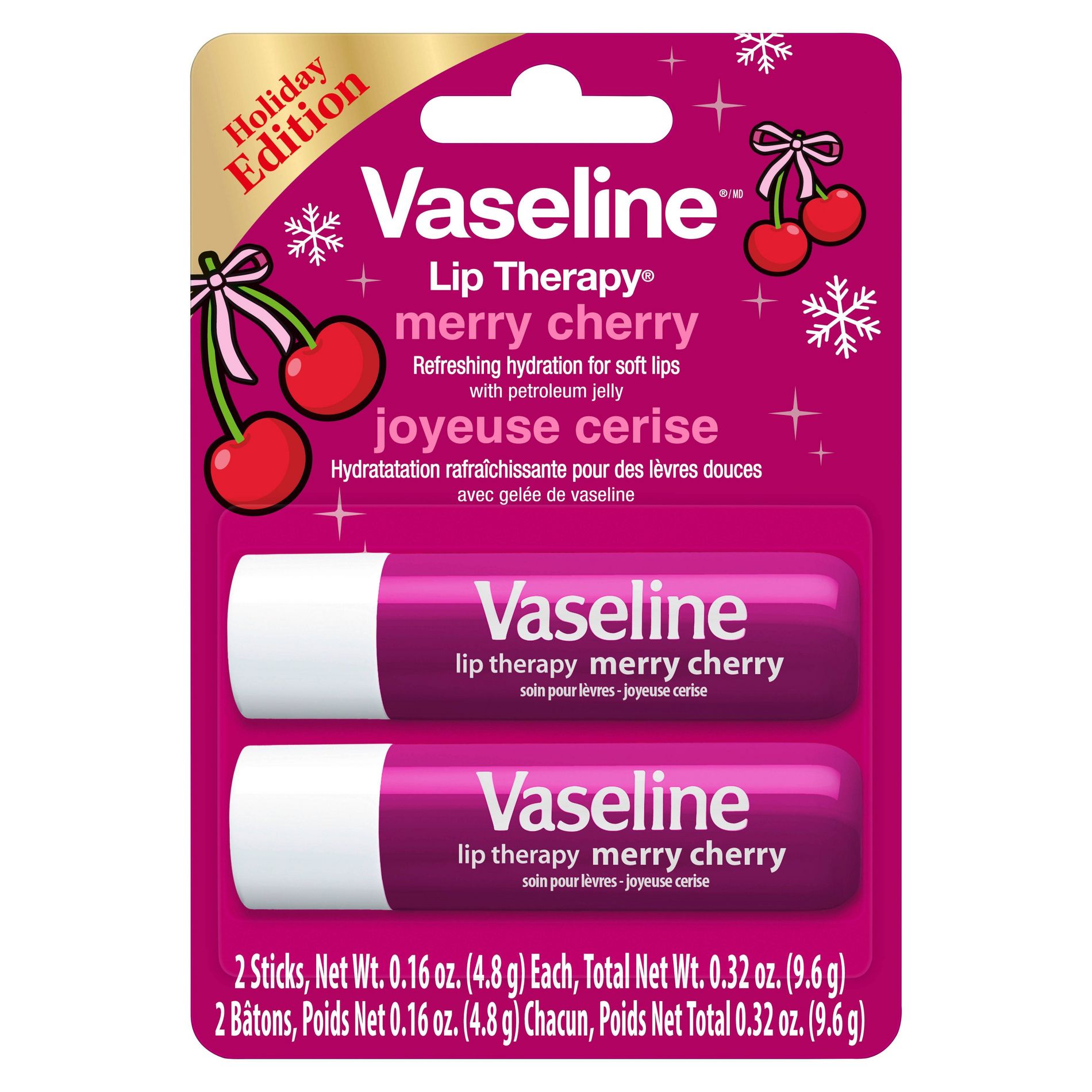 Vaseline Lip Therapy - Merry Cherry - 2pk