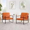 PU Leather Accent Armchair with Metal Armrests, Extra Thick Padded Cushion and Non-Slip Feet - 2 of 4