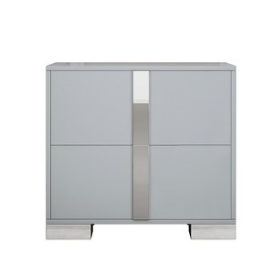 Elegant Mirrored Nightstand with Metal Feet 2-Drawer Bedside Table for Bedroom Living Room Gray - 1 of 4