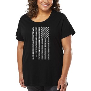 LA Pop Art Women's Word Art T-shirt - National Anthem Flag - 1 of 4