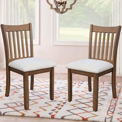 NicBex Dining Chairs Set of 2,Armless Upholstered Kitchen Chair with Medium High Slat Back and Rubber Wood Legs for Dining Room,Kitchen