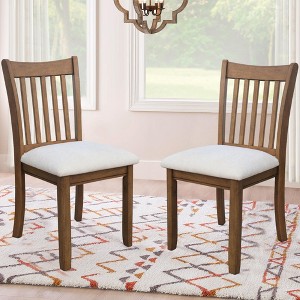 NicBex Dining Chairs Set of 2,Armless Upholstered Kitchen Chair with Medium High Slat Back and Rubber Wood Legs for Dining Room,Kitchen - 1 of 4