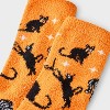 Women's Black Cats Halloween Cozy Crew Socks - Hyde and EEK! Boutique™ Orange/Black 4 - 10 - 3 of 3