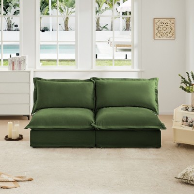 Upholstered Modular Sectional Sofa, 2 Seater Armless Sectional Sofa with Free Combination, Sectional Sofas with Chenille Fabric-Cuddlewood