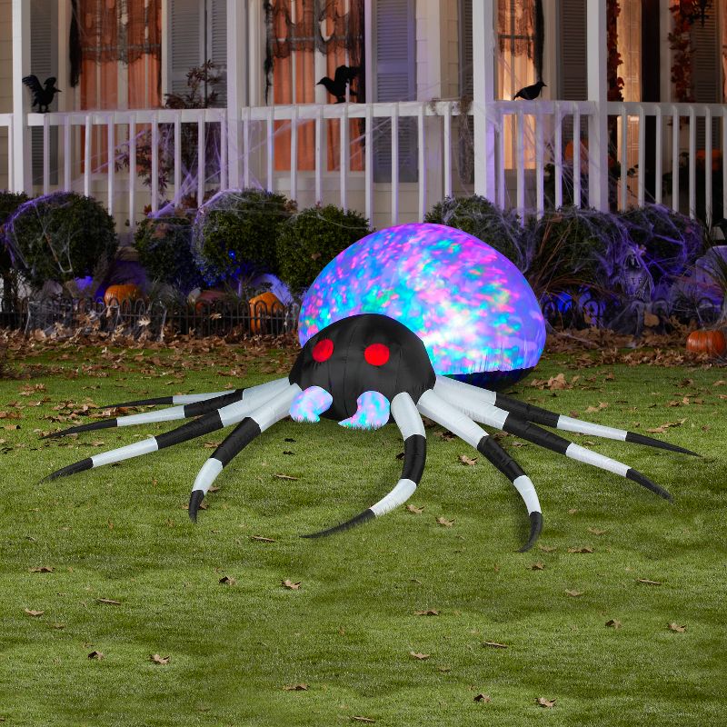 Gemmy Projection Airblown Inflatable Kaleidoscope Black/White Spider (RGB), 2.5 ft Tall, Multicolored, 2 of 3