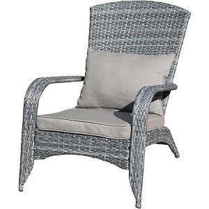 Modern Rattan Patio Dining Chair with Cushions and Wide Armrests  Grey - 1 of 4