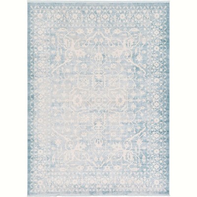 Light Blue and Ivory Abstract Rectangular Area Rug