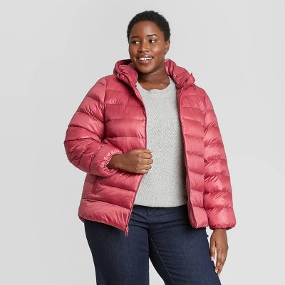 plus size pink puffer coat