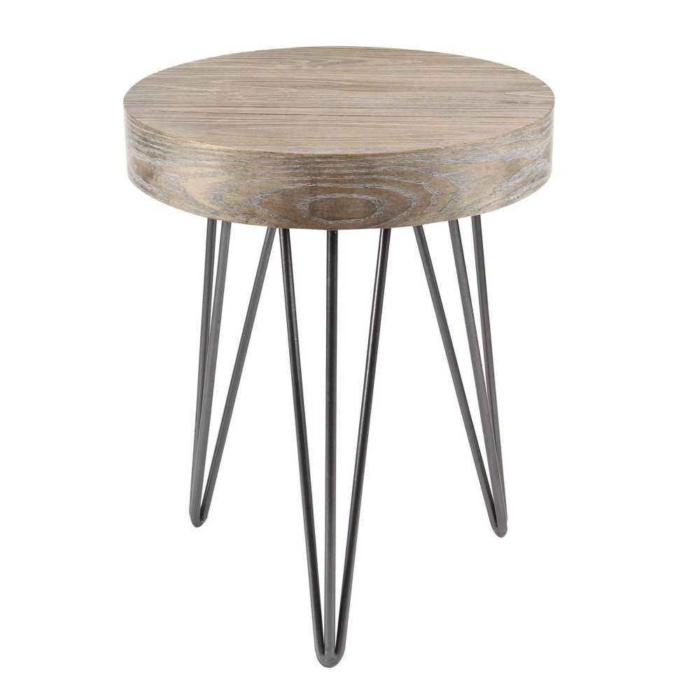 Photos - Coffee Table Modern Wood and Metal Accent Table Brown - Olivia & May