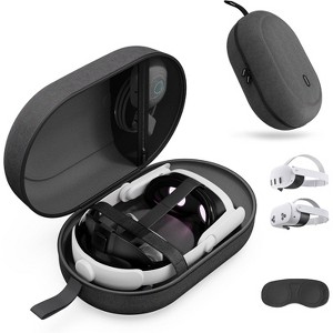 Syntech Medium Hard Carrying Case Compatible with Meta Quest 3S/Oculus Quest 3/2/Pro/Pico4 Accessories VR Headset with Elite Strap, Black - 1 of 4
