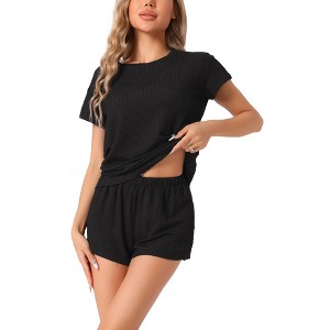 INSPIRE CHIC Women's Pajamas Short Sleeves Tops and Elastic Waist Shorts Tracksuit Casual Lounge Sets - 1 of 4
