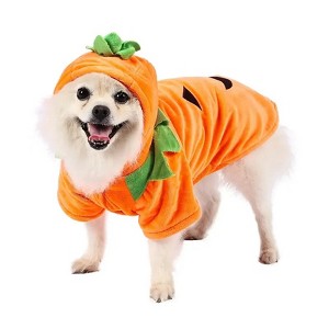 Dog Hoodie Cute Funny Halloween Style Pumpkin Cosplay Costume Warm Puppy Fleece Clothes - 1 of 4