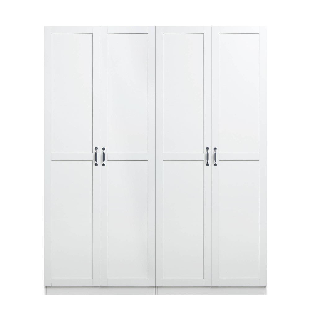 Photos - Wardrobe Manhattan Comfort Set of 2 Hopkins Modern 7 Shelf Freestanding Storage Closets White: MDF Construction, Metal Hardware