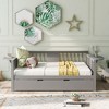 NicBex 79.5" Full Daybed with Trundle Wooden Frame Day Bed with Slatted Sides and Armrest shelves for Living Rooms - 2 of 4