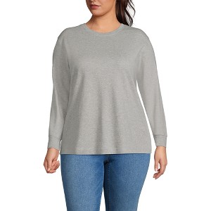Lands' End Women's Long Sleeve Cotton Interlock Crew T-Shirt - 1 of 3