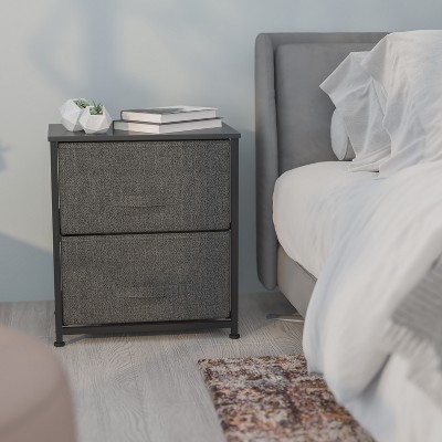 Gray and Black 2-Drawer Cast Iron Nightstand