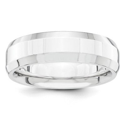 Black Bow Jewelry 5mm or 6mm Platinum Polished Beveled Edge Comfort Fit Band