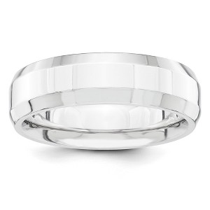 Black Bow Jewelry 5mm or 6mm Platinum Polished Beveled Edge Comfort Fit Band - 1 of 4