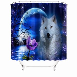 White Fox And Flowers Shower Curtains for Bathroom Waterproof Fabric Bath Curtain Durable Soft Stylish Bathroom Decor 72x72 Inch - 1 of 1