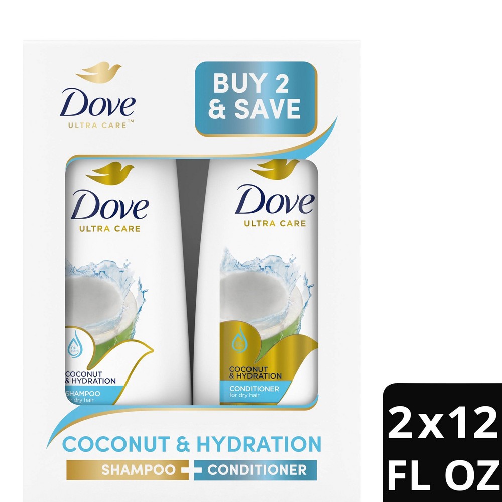 Photos - Hair Product Dove Beauty Coconut & Hydration Shampoo & Conditioner Set - 12 fl oz/ 2ct