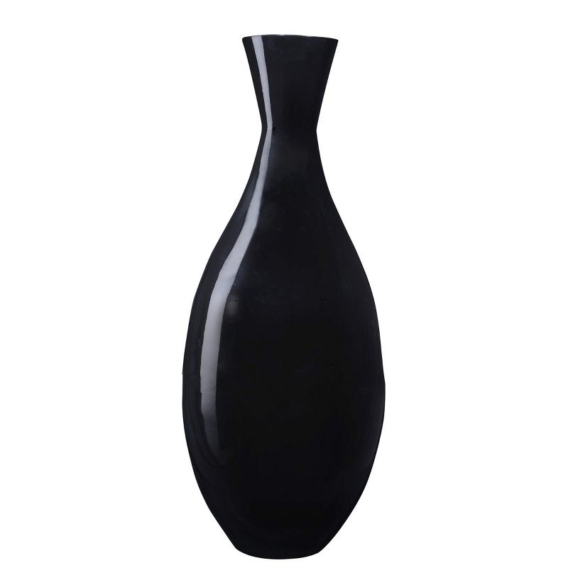 Hastings Home Handcrafted 24" Tall Decorative Bamboo Tear Drop Floor Vase for Silk Plants, Flowers, and Filler Décor - Black, 1 of 8