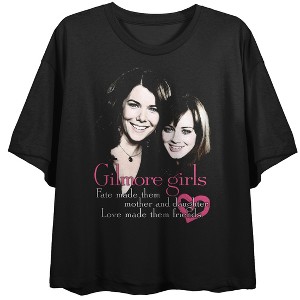 Gilmore Girls Monotone Rory and Lorelei Women's Black Short Sleeve Crew Neck Crop Tee - 1 of 3