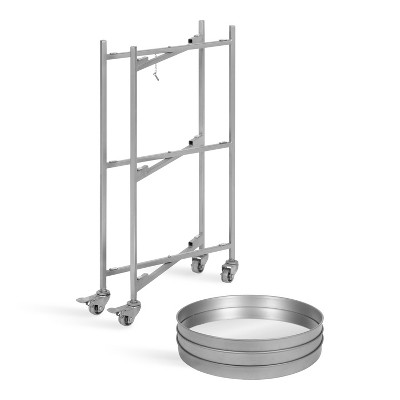 Celia Gold Finish 3-Tier Round Metal Bar Cart with Mirror Trays