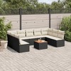 vidaXL 10 Piece Patio Sofa Set with Cushions Black Poly Rattan - Black and Cream - 2 of 4