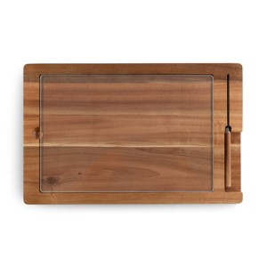 Toscana Acacia Wood Ventana Tempered Glass and Acacia Cheese Board and Knife Set - 1 of 4