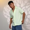 Campus Sutra Men Men's Lime Green  Cubic-Textured Resort Shirt - 3 of 4