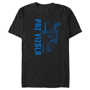 Men's Star Wars: The Mandalorian Paz Vizsla Blue Helmet T-Shirt - 1 of 4