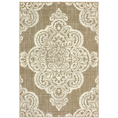 Oriental Weavers Marina 5929J Tan/ Ivory Indoor/Outdoor Area Rug - 7'10" x 10'10"