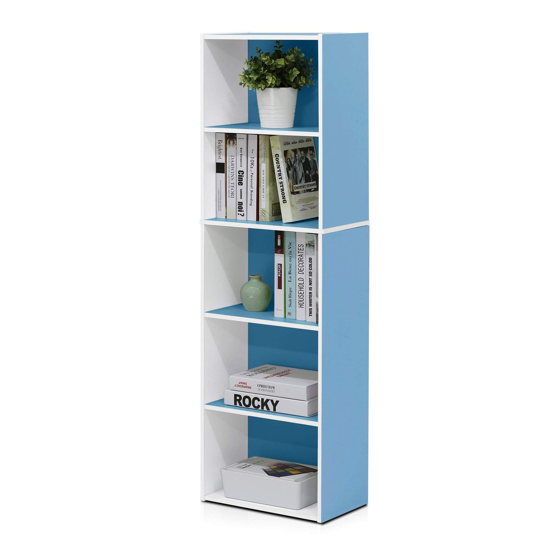 Furinno 5-Cube Reversible Bookcase Open Shelf Dispaly Rack Horizontal Vertical