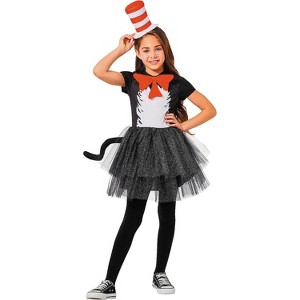 Dr. Seuss Girl's The Cat in the Hat Halloween Costume Dress - Black '4-6 - 1 of 2