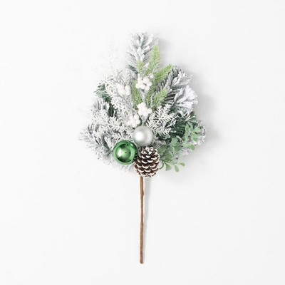 Sullivans Artificial 19" Pine & Ball Stem, Green