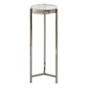Kate and Laurel Aguilar Round Metal Drink Table, 9x9x23, Pewter - 1 of 4