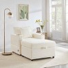 Single Sofa with Storage Ottoman, Multi-Functional Sofa with USB and Foldable Side Table, Corduroy Lazy Sofa with Wood Frame-Coolbibila - 3 of 4