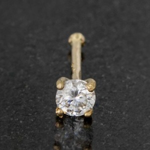 Jewelry Avalanche 22G 14K Gold Ball-end Nose Stud with Moissanite - 1 of 2