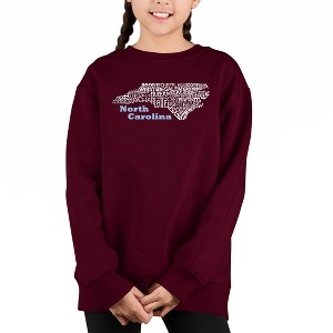LA Pop Art North Carolina - Girl's Word Art Crewneck Sweatshirt - 1 of 3