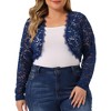 Agnes Orinda Women's Plus Size Long Sleeve Lace Sheer Shrug Open Front Crop Cardigans - 2 of 4