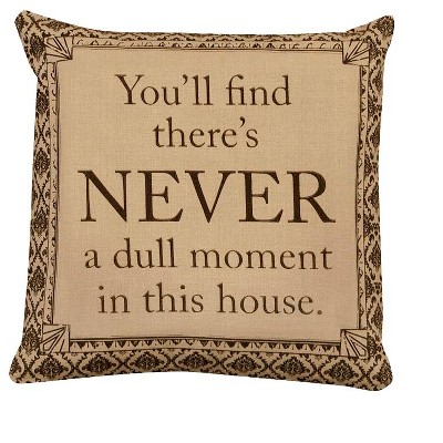 Heritage Lace 18" Square Downton Abbey Life "Never a Dull Moment" British Damask Indoor Throw Pillow - Brown