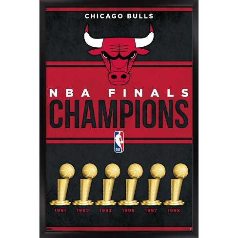 Trends International Nba Chicago Bulls - Champions 23 Framed Wall Poster  Prints Black Framed Version 14.725 X 22.375 : Target