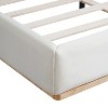 KTMBDW Quuen/King Size Velvet Fabric Upholstered Platform Bed with Headboard, Elegant Wood Bed Frame with Wood Legs for Kids Teens Adults, White - 3 of 4