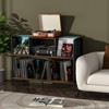 HDZNVF Large Vintage Record Player Table With 4 Adjustable Dividers, Vinyl Record Storage Cabinet For Up To 350 Albums - 2 of 4