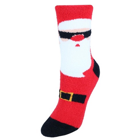 CTM Women's Chamois Holiday Front Facing Character Gripper Socks, Red