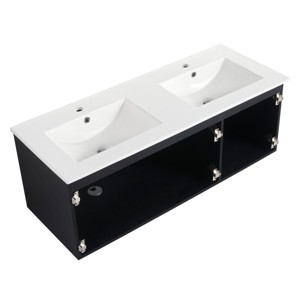 ChicFurnit Bathroom Storage Cabinets Floating Vanity With Soft Close Texture Doors And Modern Storage For Homes, Black, 47.6"*18.3"*17.3" - 1 of 4