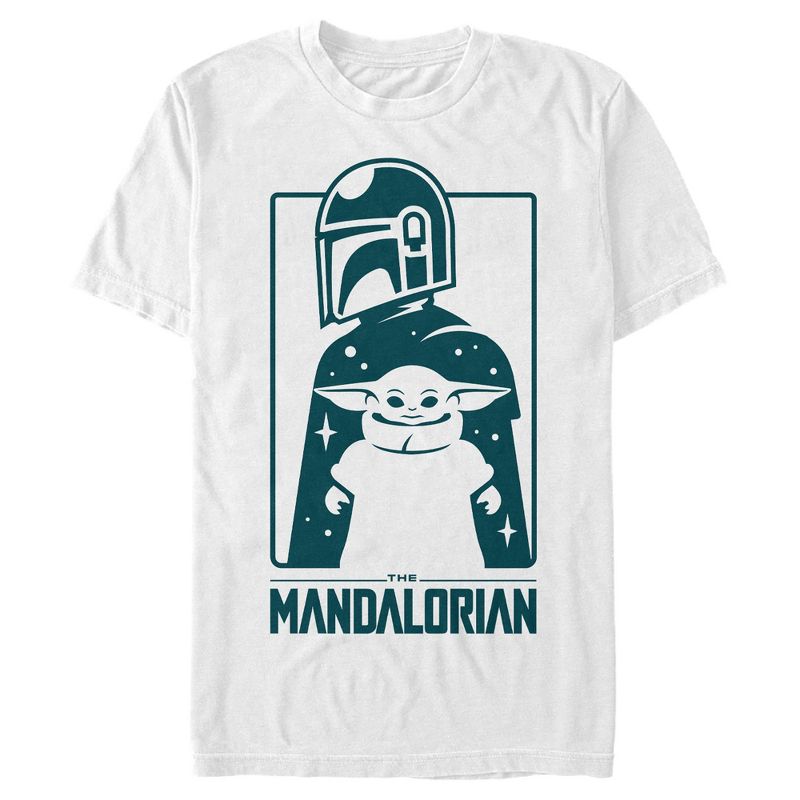 Men's Star Wars The Mandalorian The Child and Bounty Hunter Silhouette T-Shirt, 1 of 6