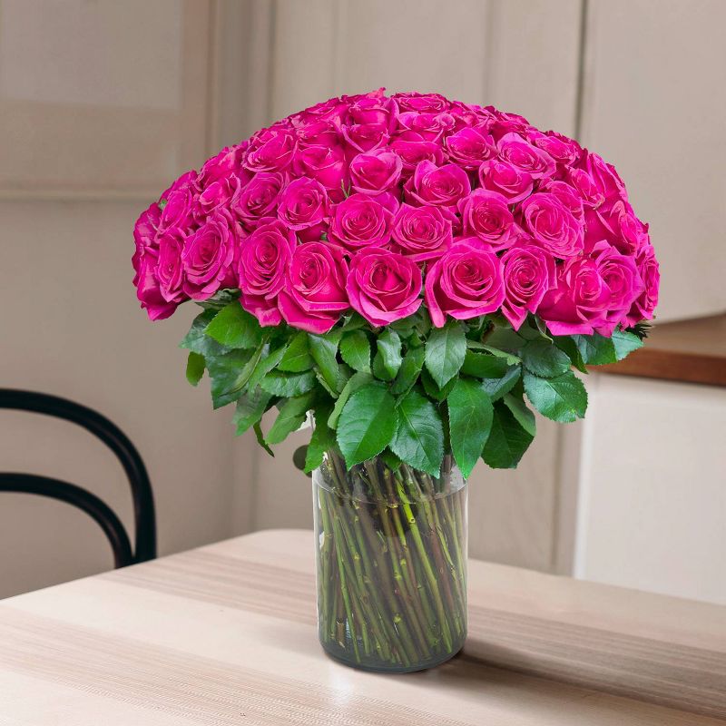 Fresh Cut 100-stem Hot Pink Rose Bouquet, 3 of 7