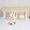 PiccoCasa Decorative Gold Print Stripe Pattern Bronzing Home Pillowcase 2 Pcs 18"x18" - 3 of 4