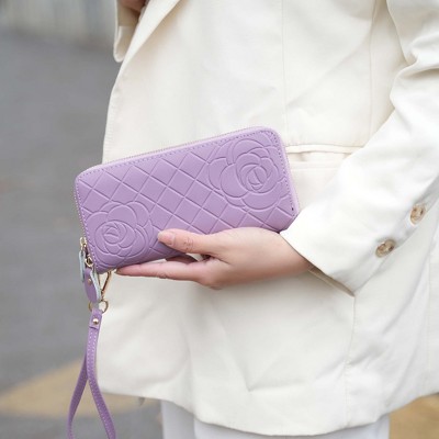 MKF Collection Honey Genuine Leather Quilted Flower-Embossed Women’s Wristlet Wallet by Mia K - Camel — фото 3